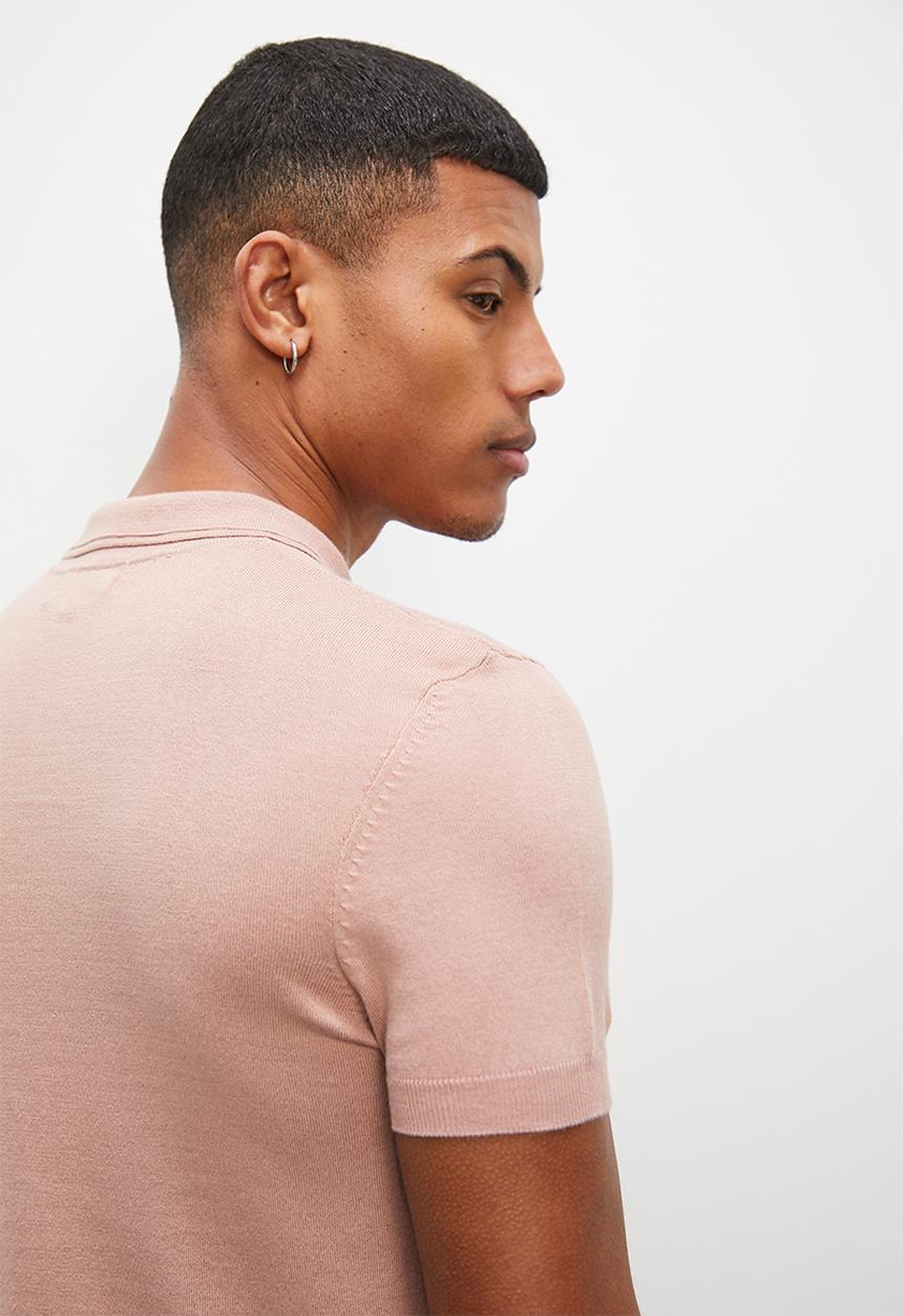 Superbalist - Slim fit zip s/s knit golfer - blush