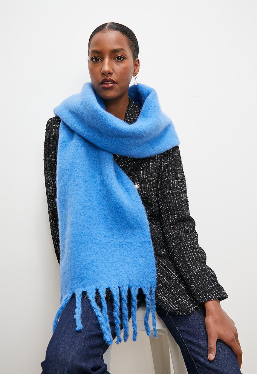 edit - Liv blanket fringed scarf - blue
