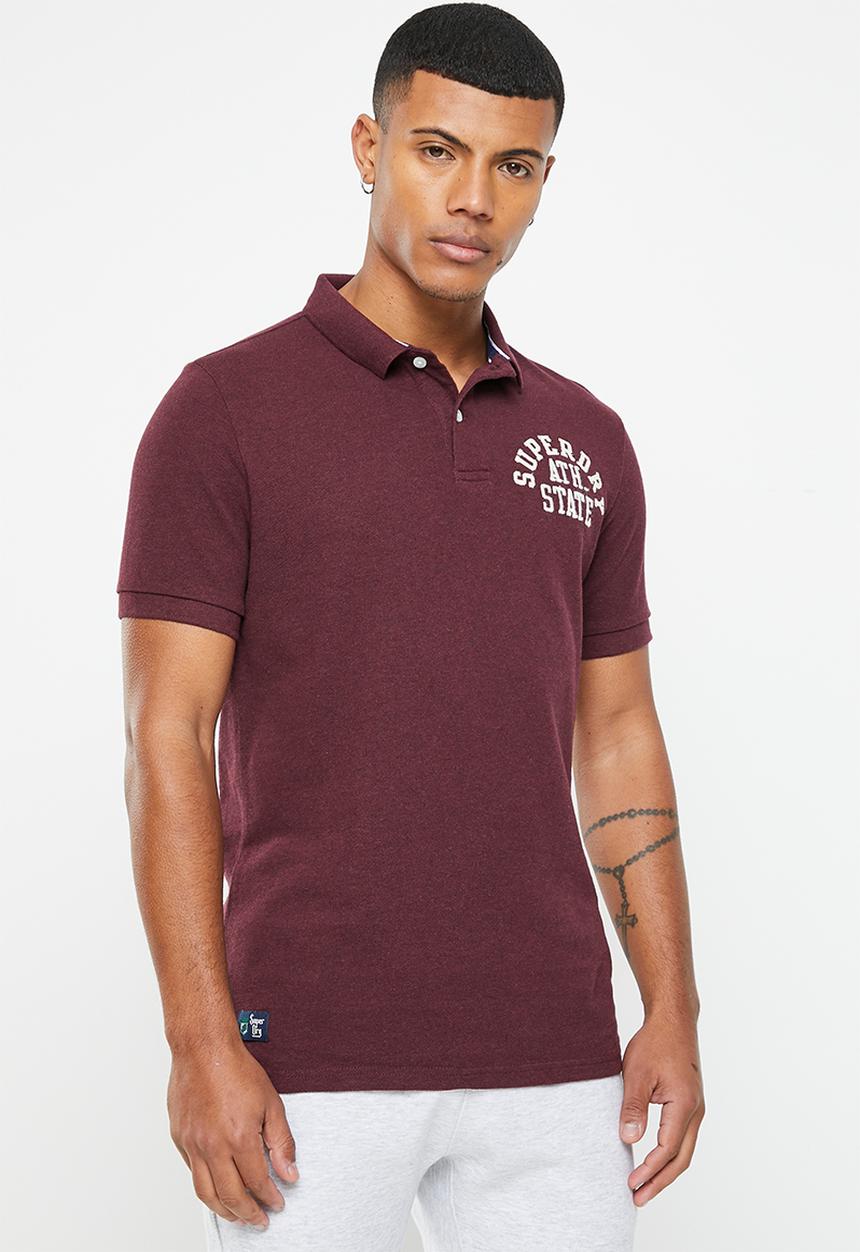 Superdry. - Vintage superstate polo - track burgundy marl