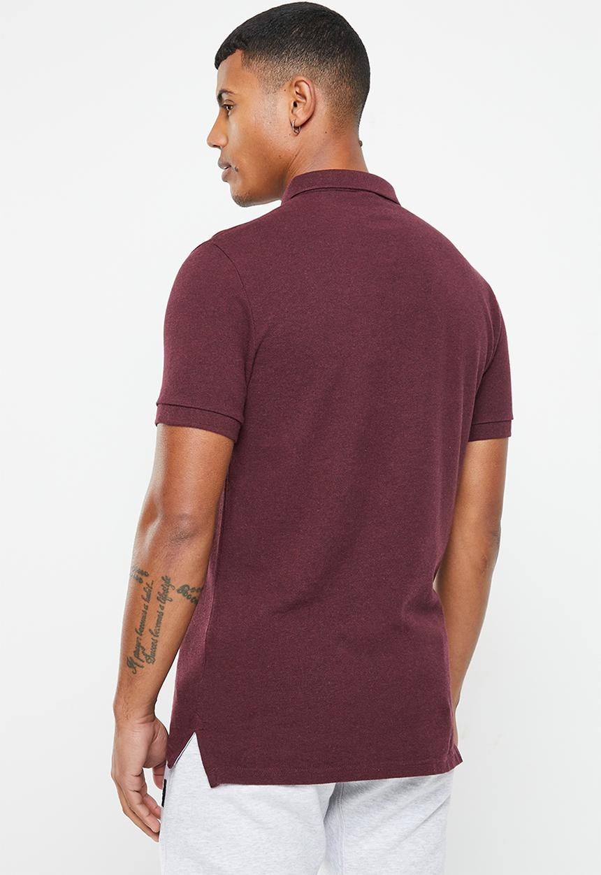 Superdry. - Vintage superstate polo - track burgundy marl