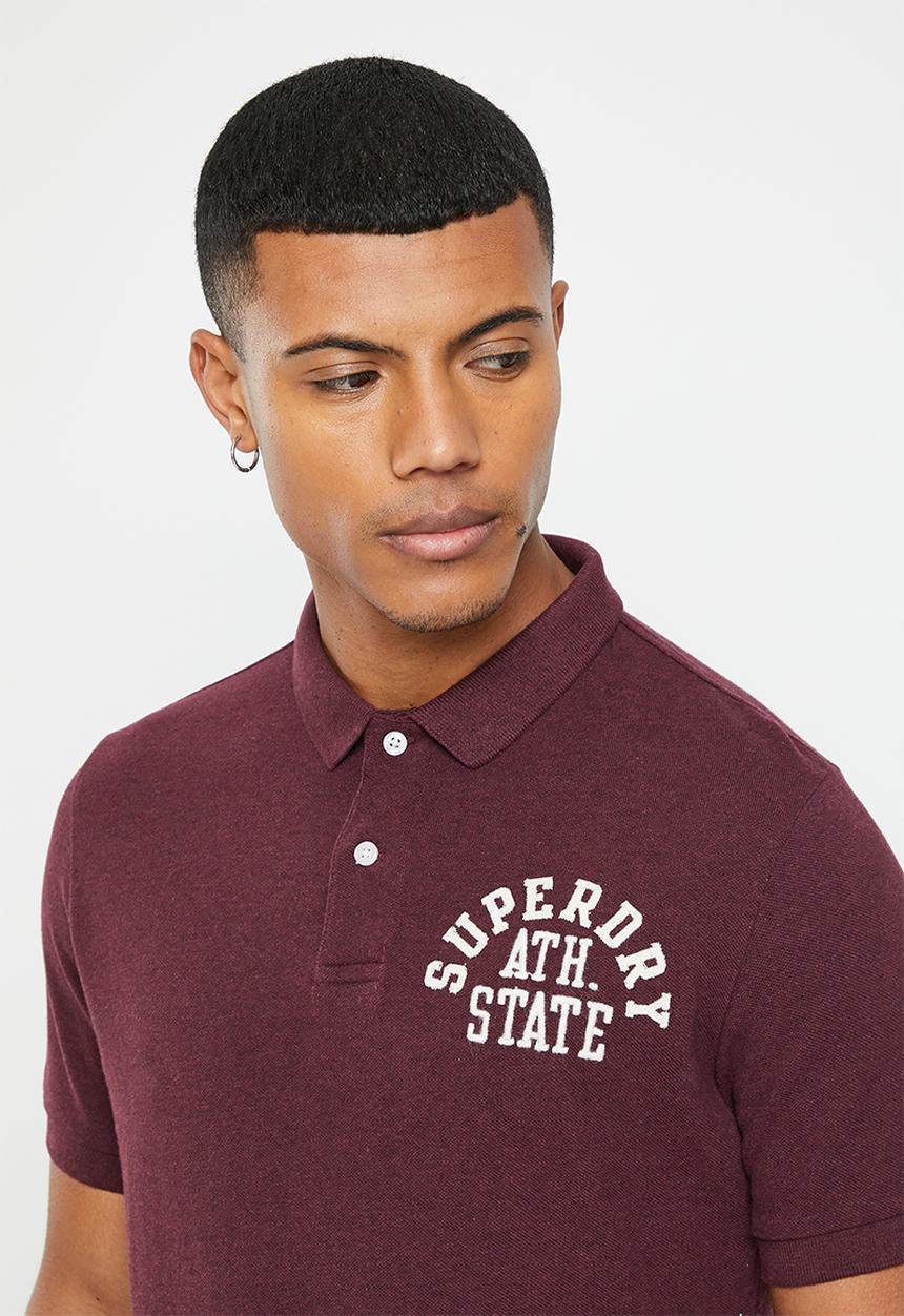 Superdry. - Vintage superstate polo - track burgundy marl