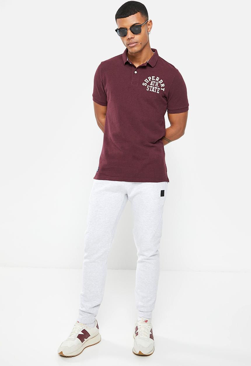 Superdry. - Vintage superstate polo - track burgundy marl
