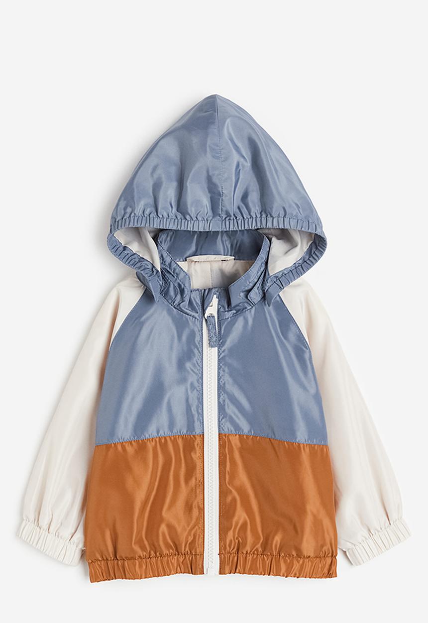 H&M - Hooded patterned jacket - blue block-coloured 