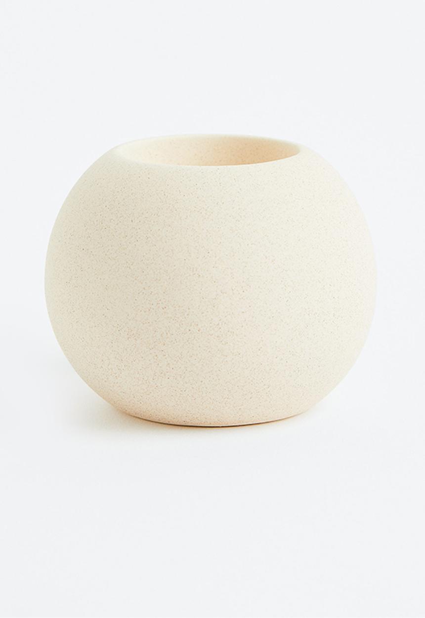 H&M - Stoneware tealight holder - light beige