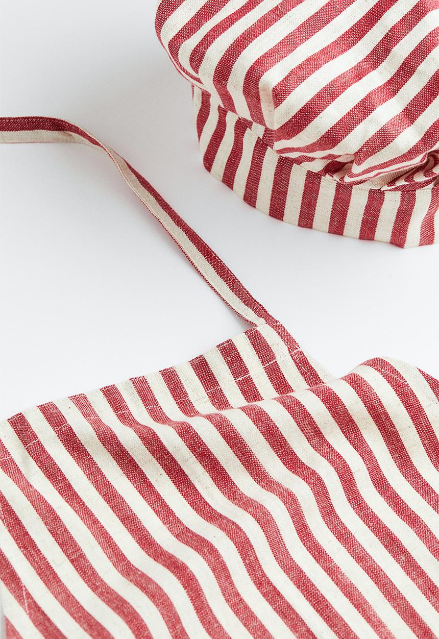 H&M - Children’s apron and chef’s hat - red/white striped