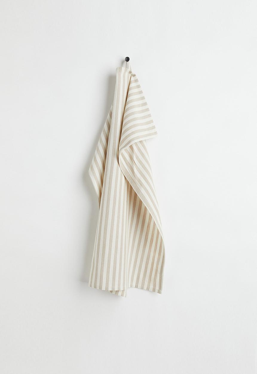 H&M - Striped tea towel - light beige