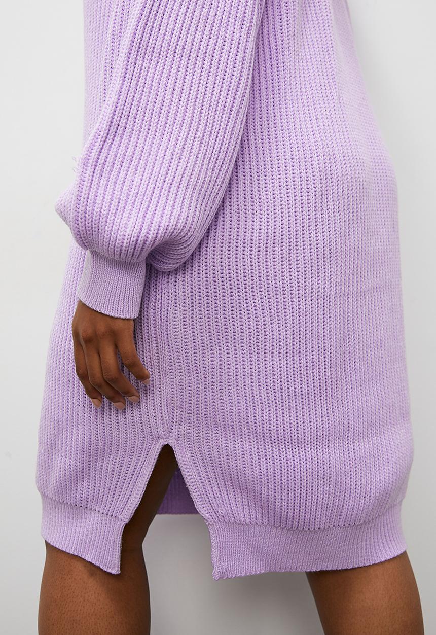 Blake - Plus crew neck midi knitwear dress - lilac