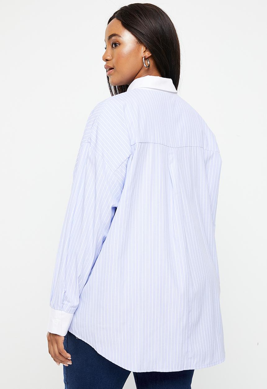 Me&B - Plus oversized shirt - blue stripe