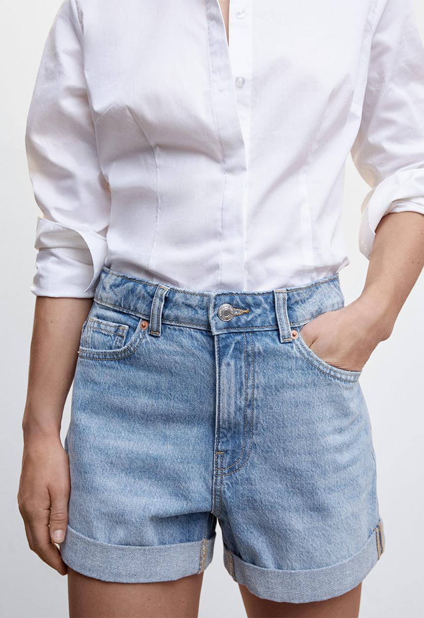 MANGO - Shorts mom80 - light denim