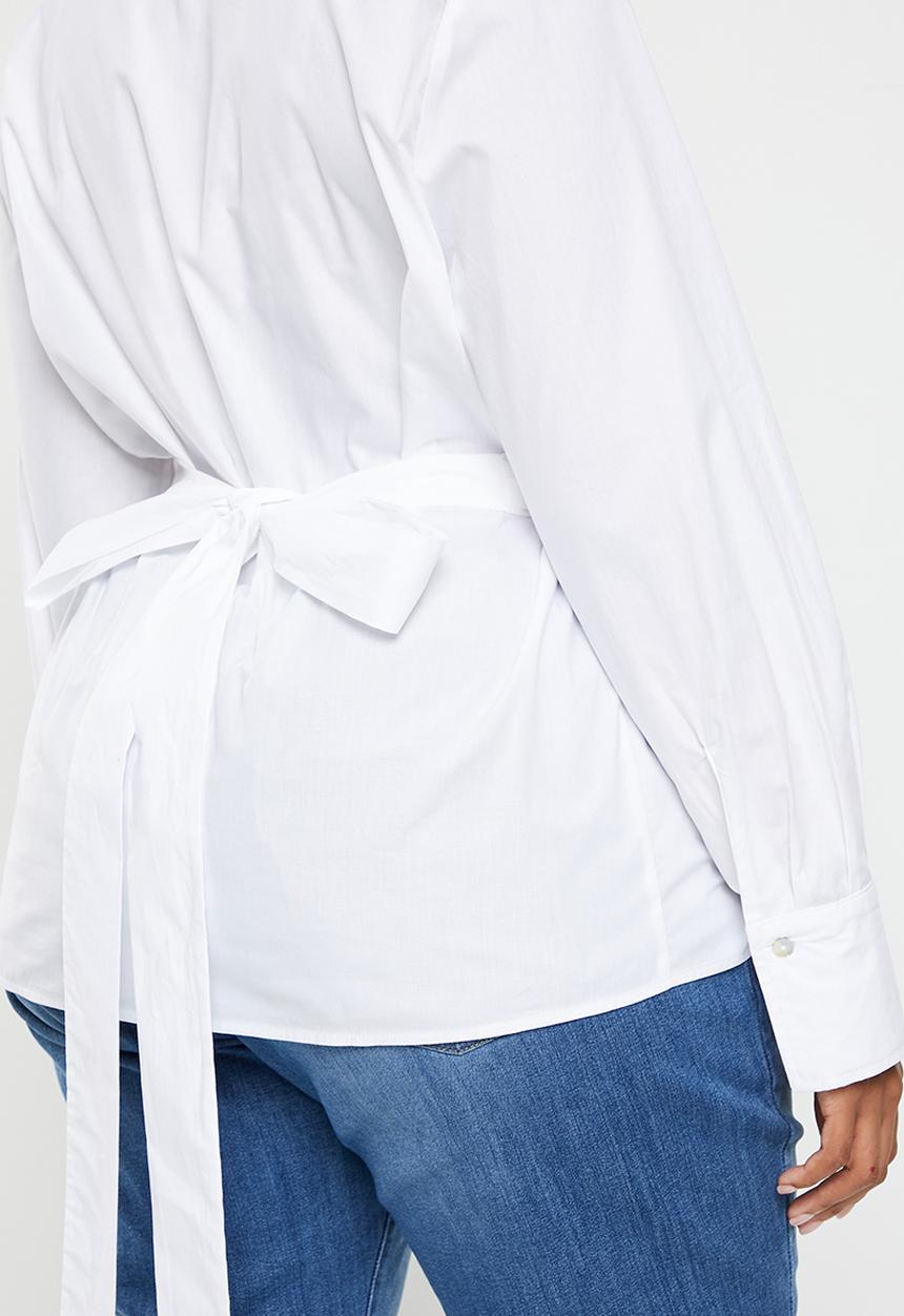 Me&B - Plus collared wrap shirt - white