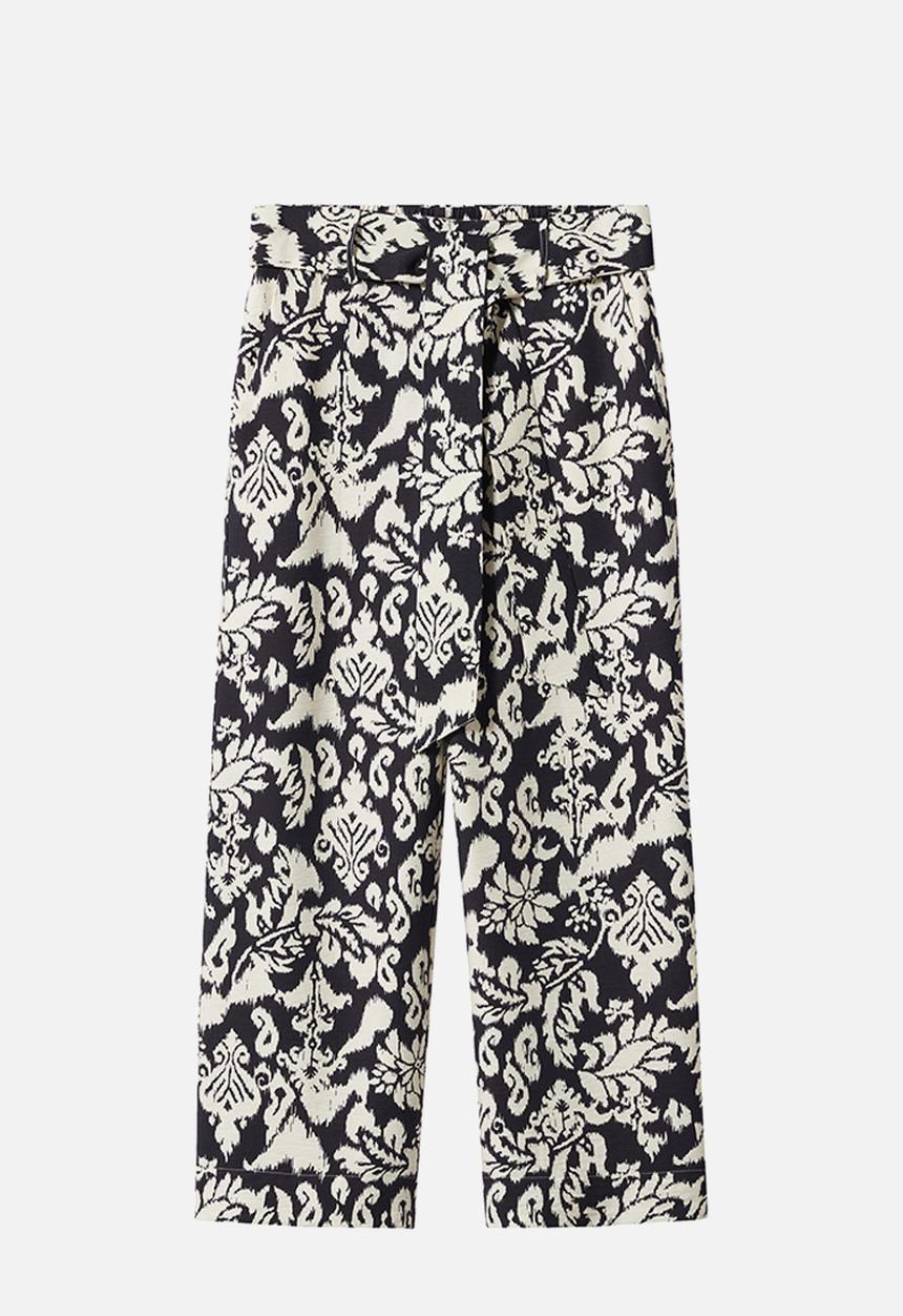 MANGO - Trousers plumas - black