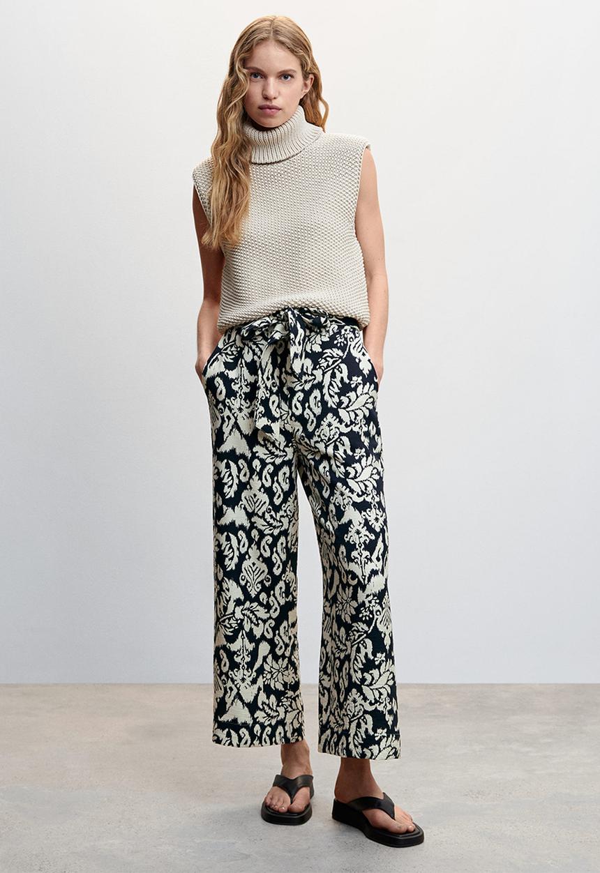 MANGO - Trousers plumas - black