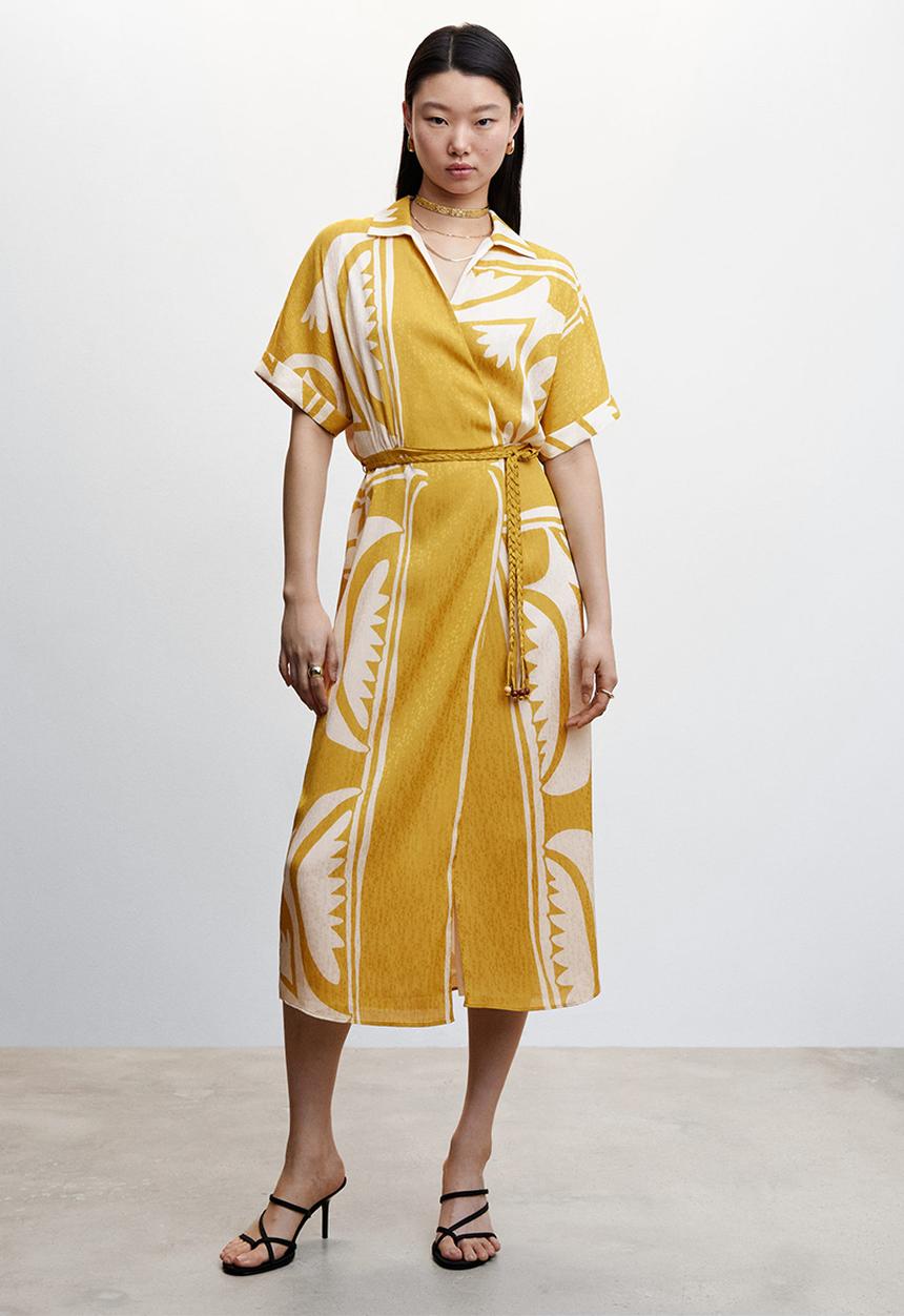 MANGO - Dress oliva - medium yellow