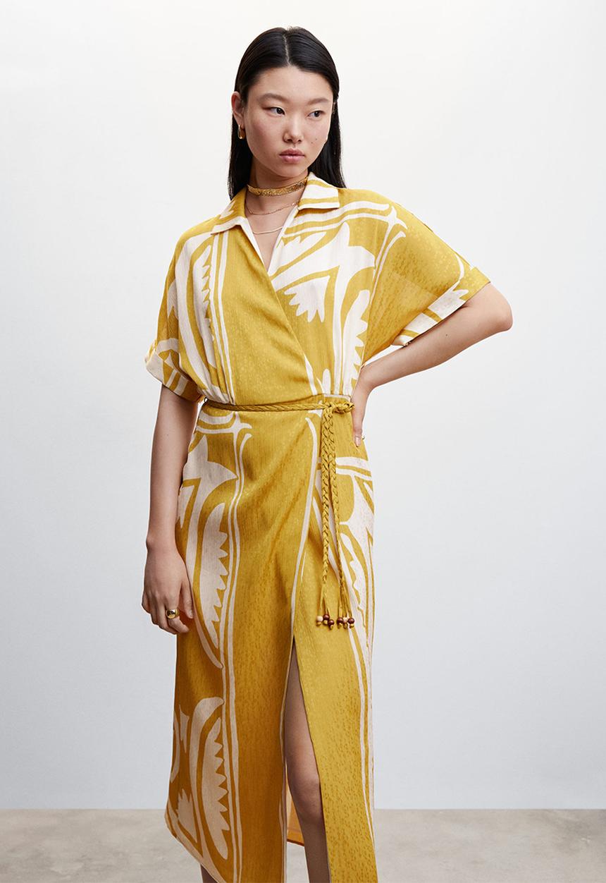 MANGO - Dress oliva - medium yellow