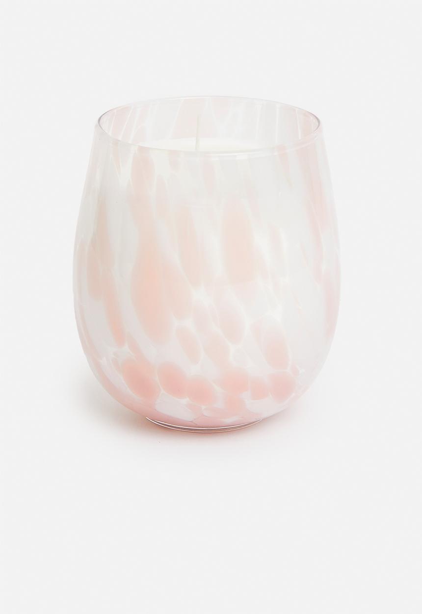 H&S - Stippled glass candle - pink & white