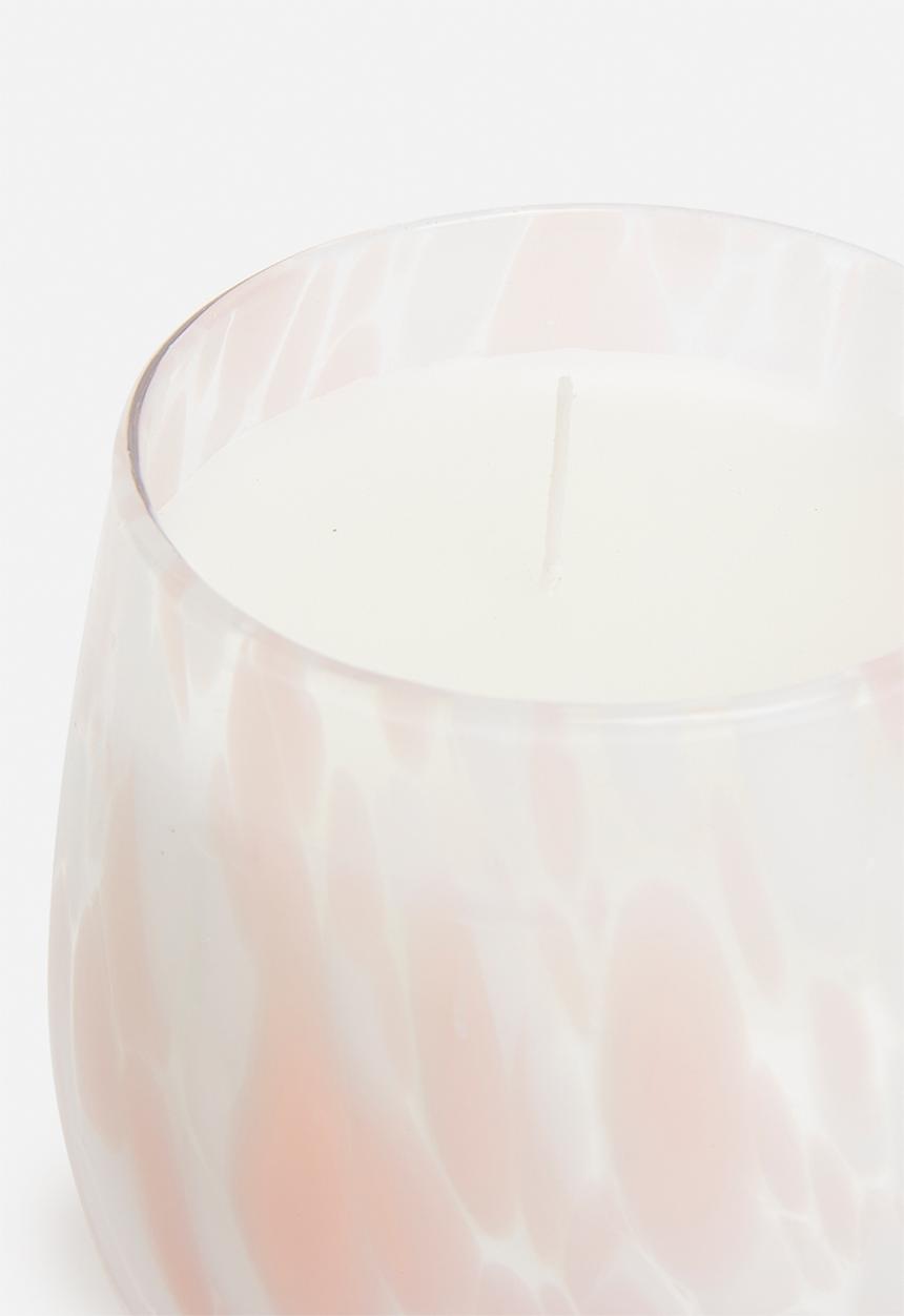 H&S - Stippled glass candle - pink & white