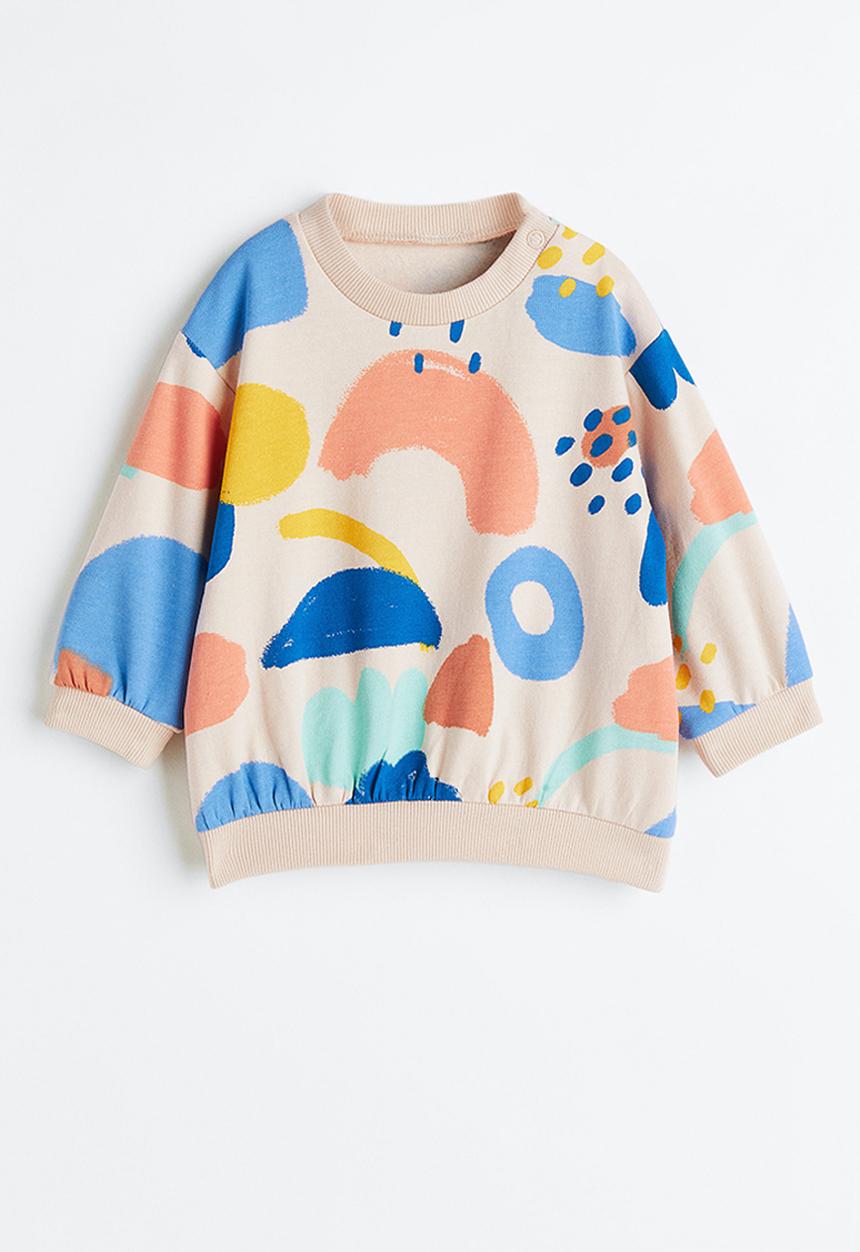 H&M - Cotton sweatshirt - light beige patterned 