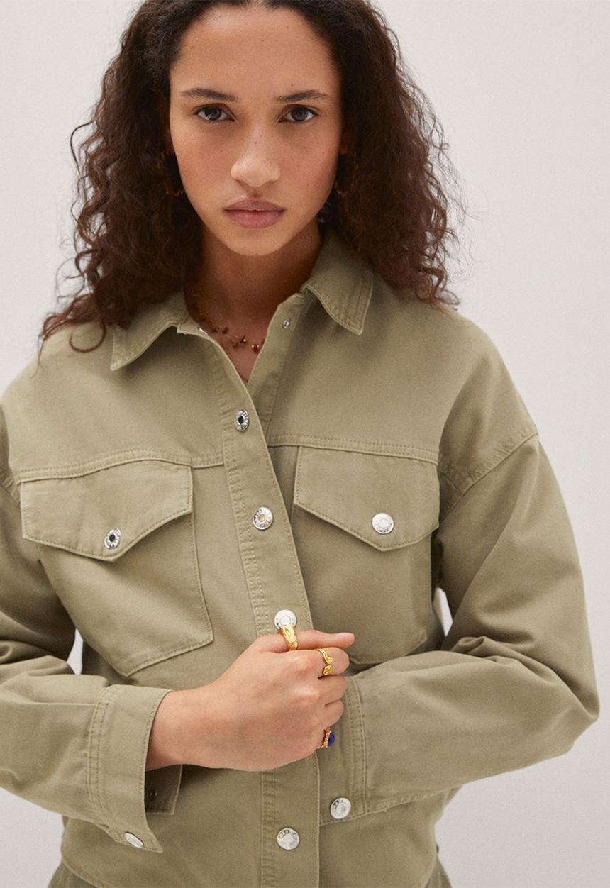 MANGO - Overshirt aimee - khaki