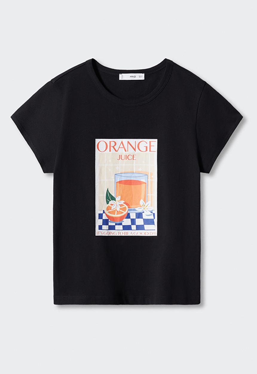 MANGO - T-shirt dine - black