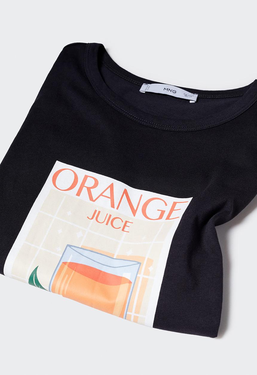 MANGO - T-shirt dine - black