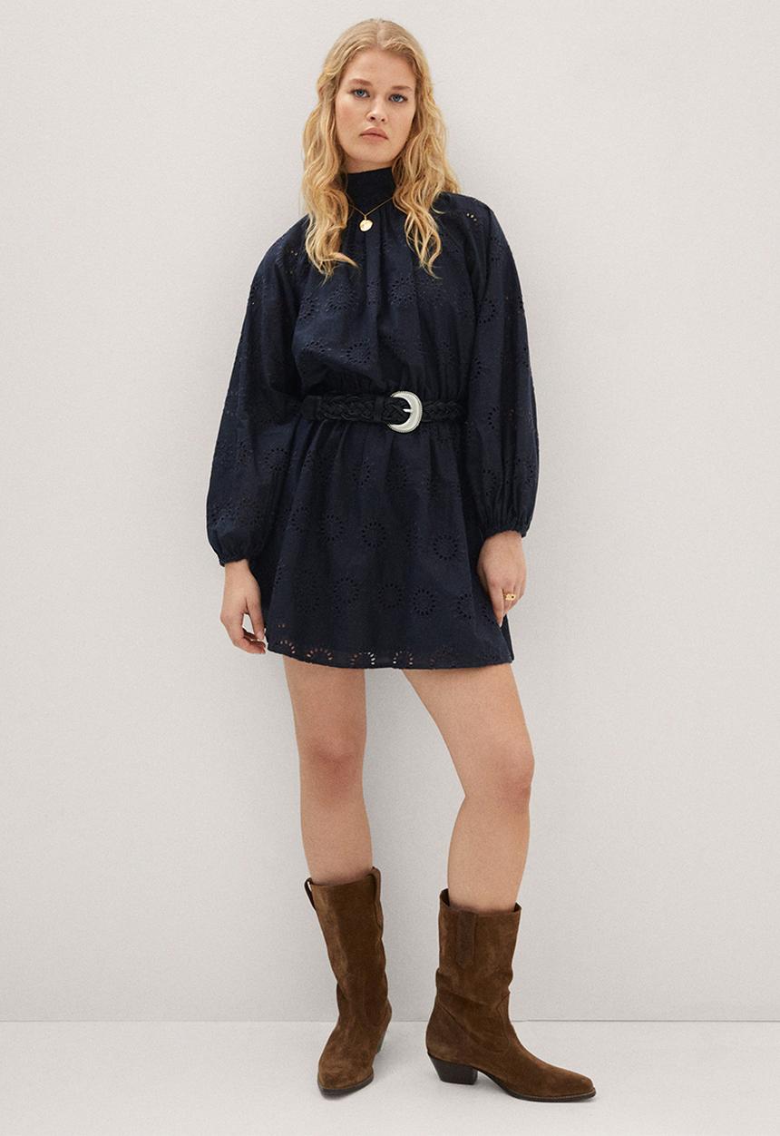 MANGO - Dress perk - charcoal