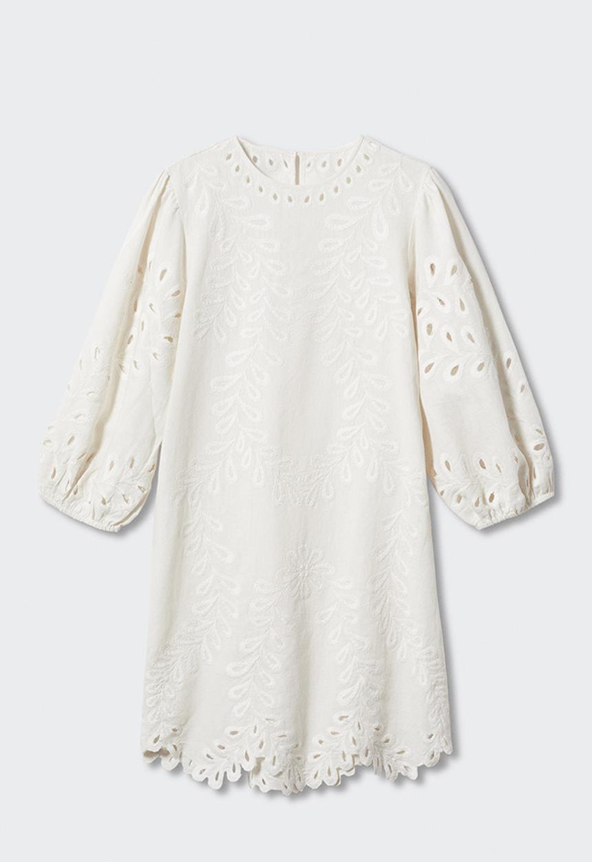 MANGO - Dress embro - ecru