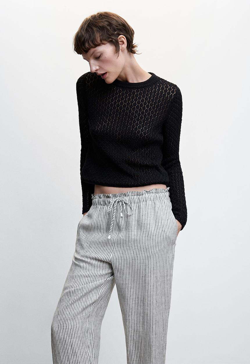 MANGO - Trousers linew - brown