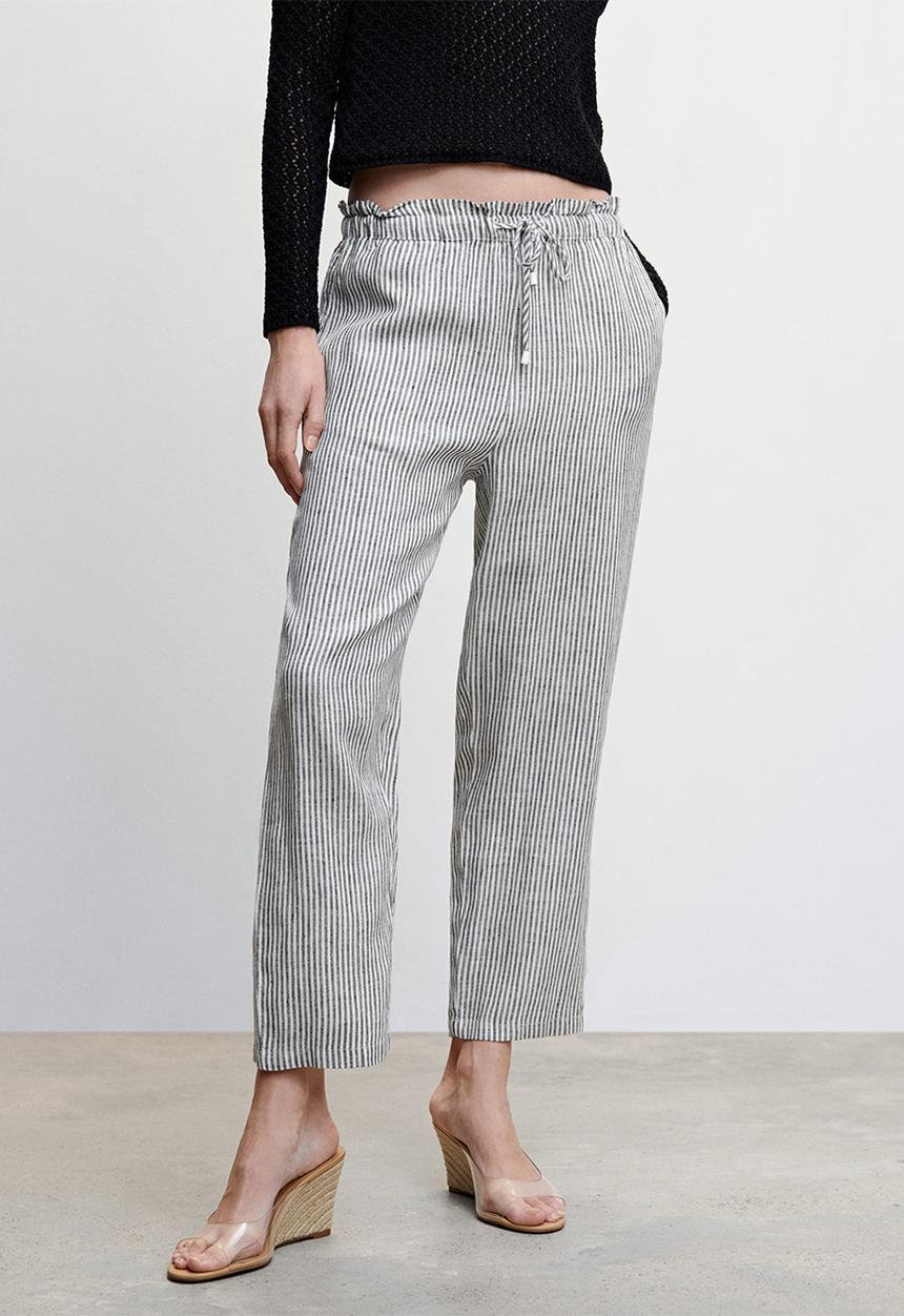 MANGO - Trousers linew - brown