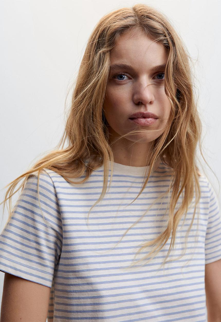 MANGO - T-shirt chalaca - mid blue