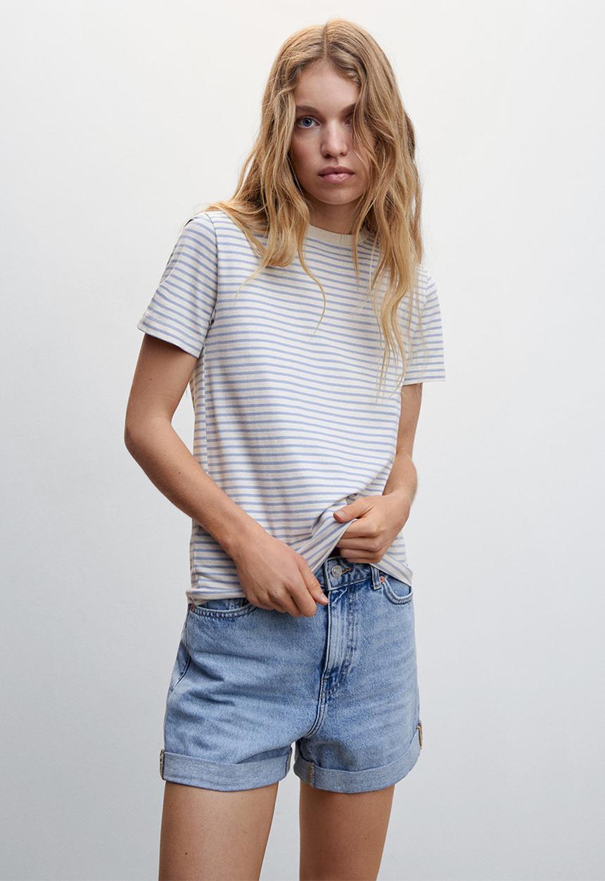 MANGO - T-shirt chalaca - mid blue