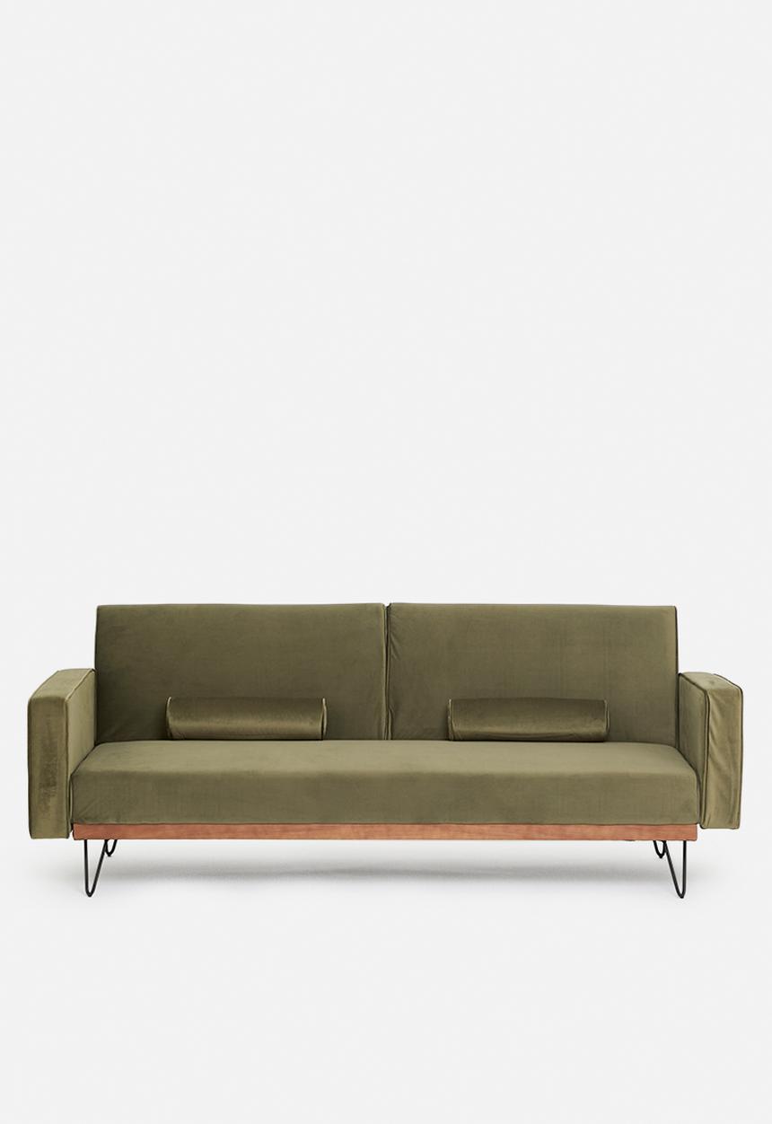 SF Collection - Stockholm 3 seater sofa bed - pistachio green velvet