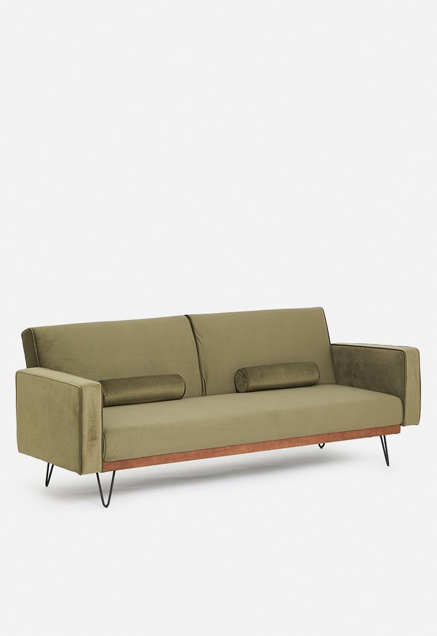 SF Collection - Stockholm 3 seater sofa bed - pistachio green velvet