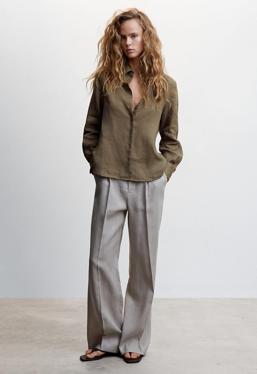 MANGO - Shirt lino - khaki