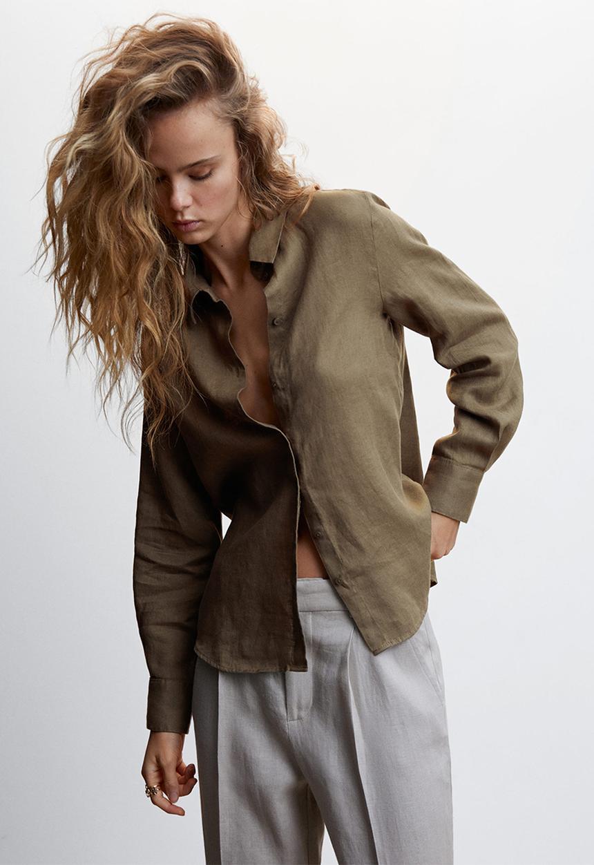 MANGO - Shirt lino - khaki