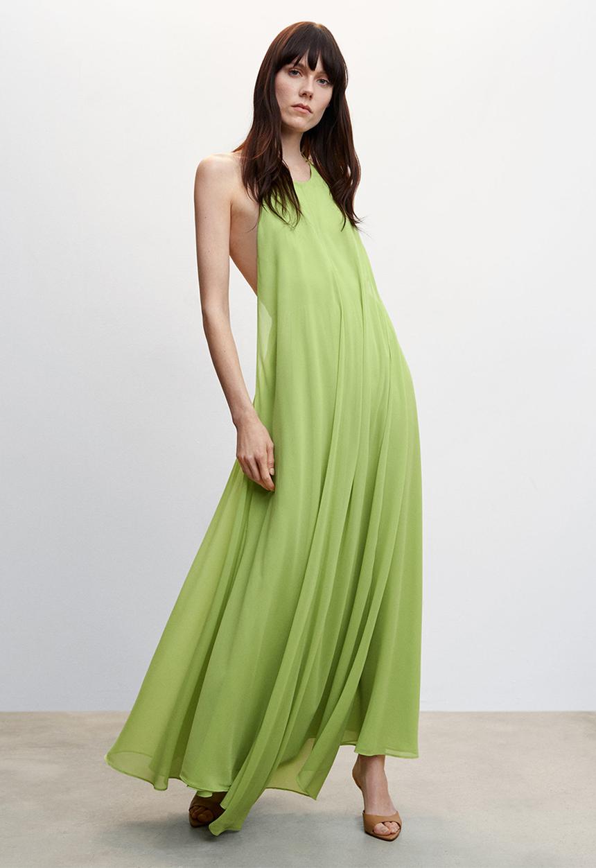 MANGO - Dress yellow - bright green