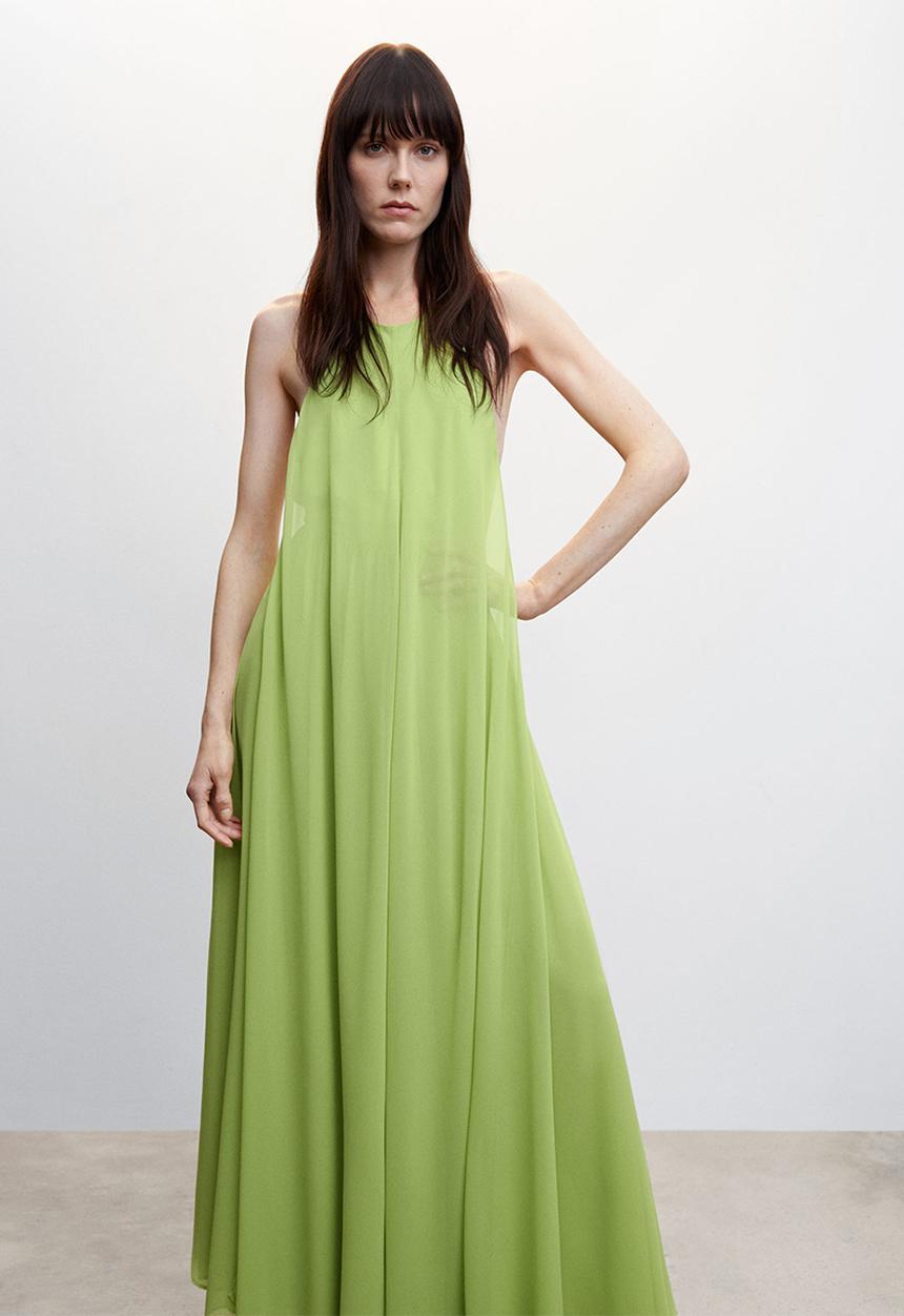 MANGO - Dress yellow - bright green