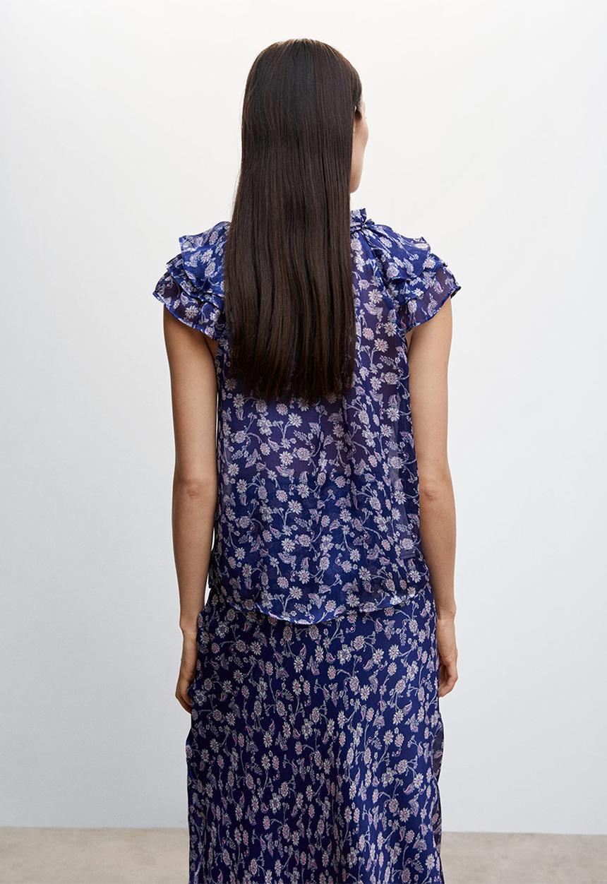 MANGO - Blouse flori - mid blue
