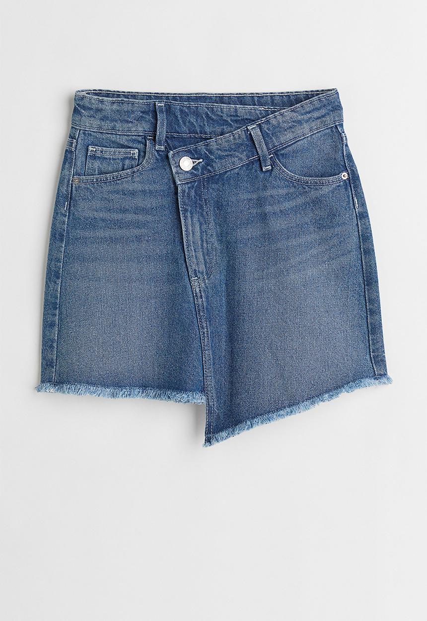 H&M - Asymmetric denim skirt - denim blue