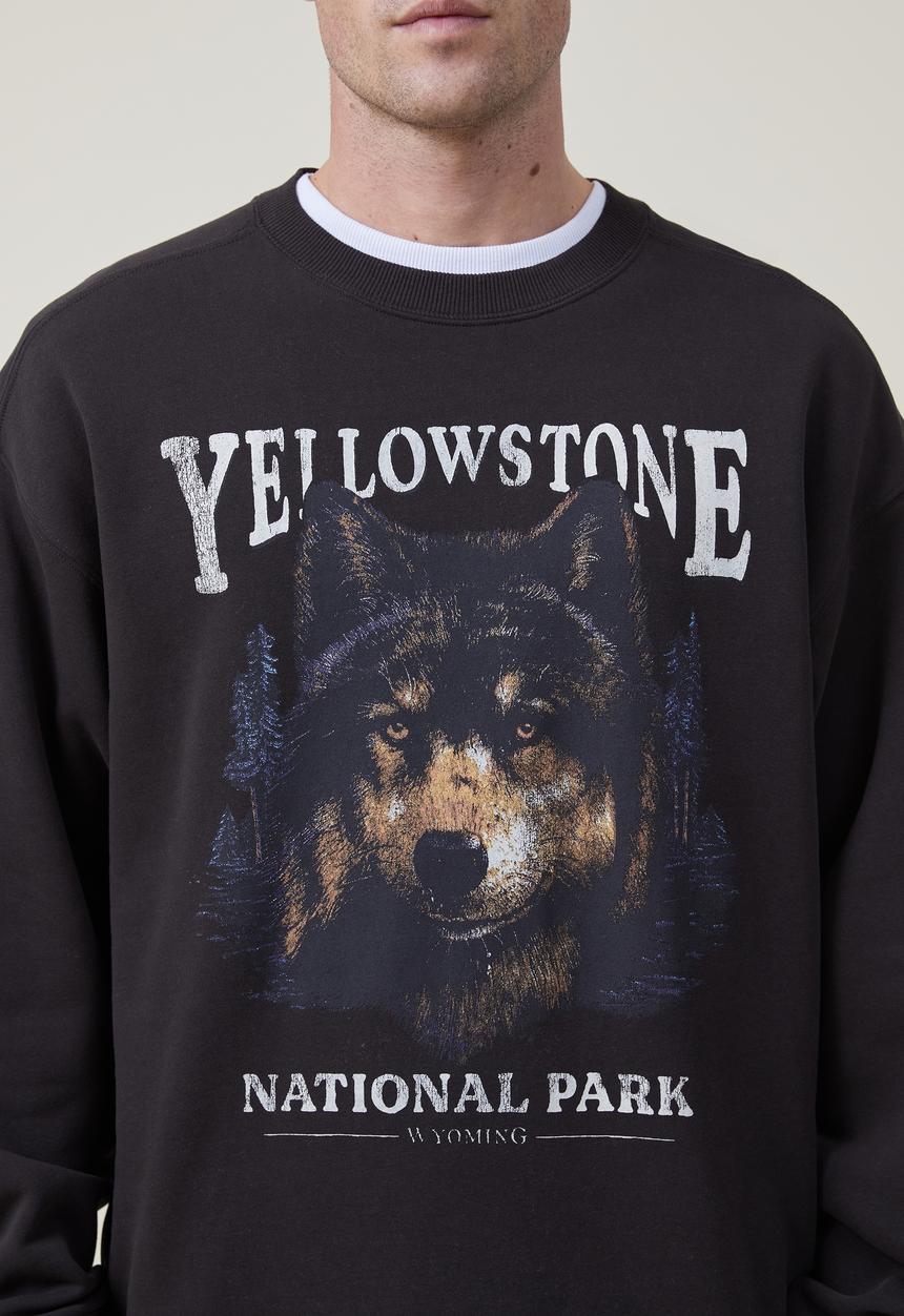 Cotton On - Oversized graphic sweater - washed black/yellowstone