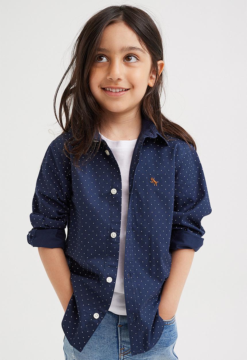 H&M - Cotton shirt - navy blue/spotted 