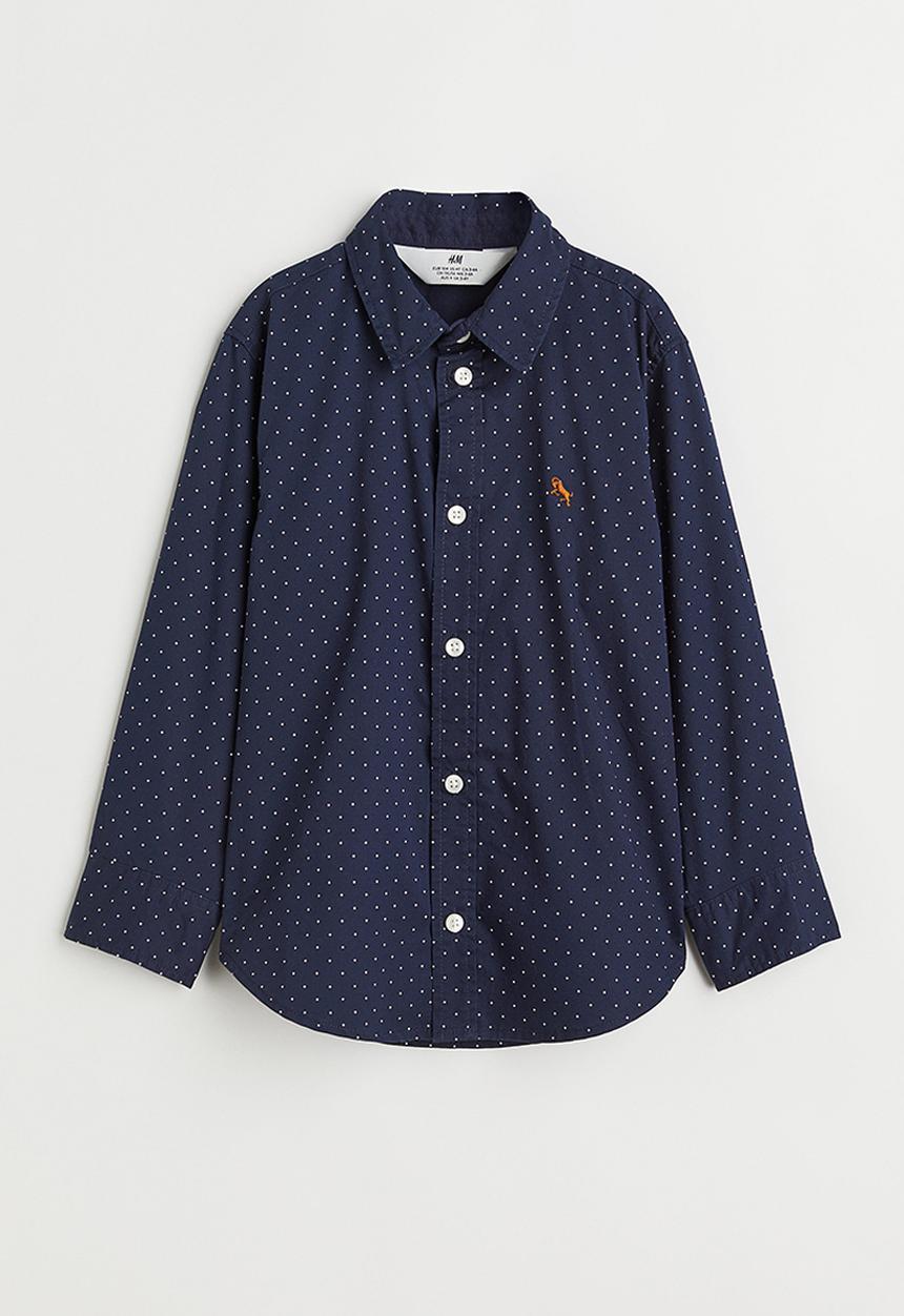 H&M - Cotton shirt - navy blue/spotted 