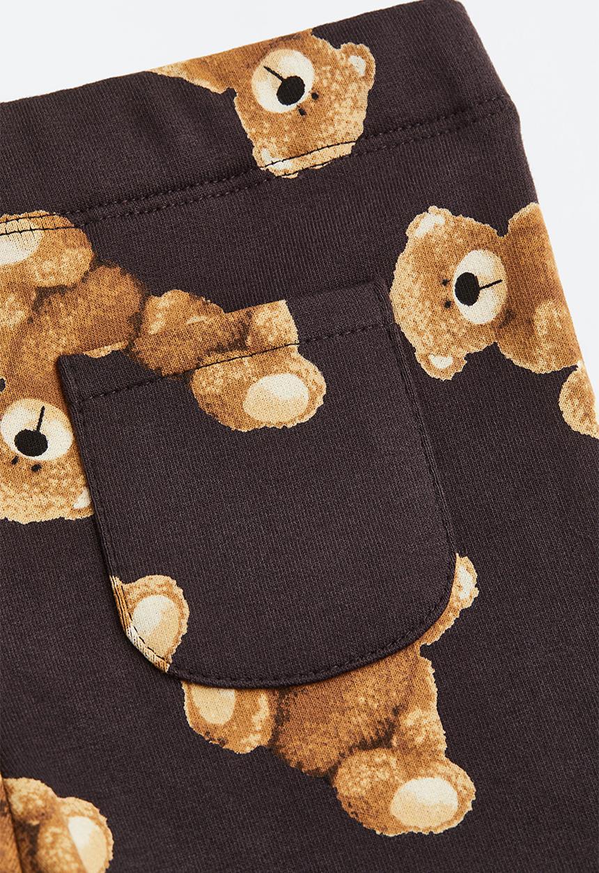 H&M - Brushed-inside leggings - dark grey/teddy bears