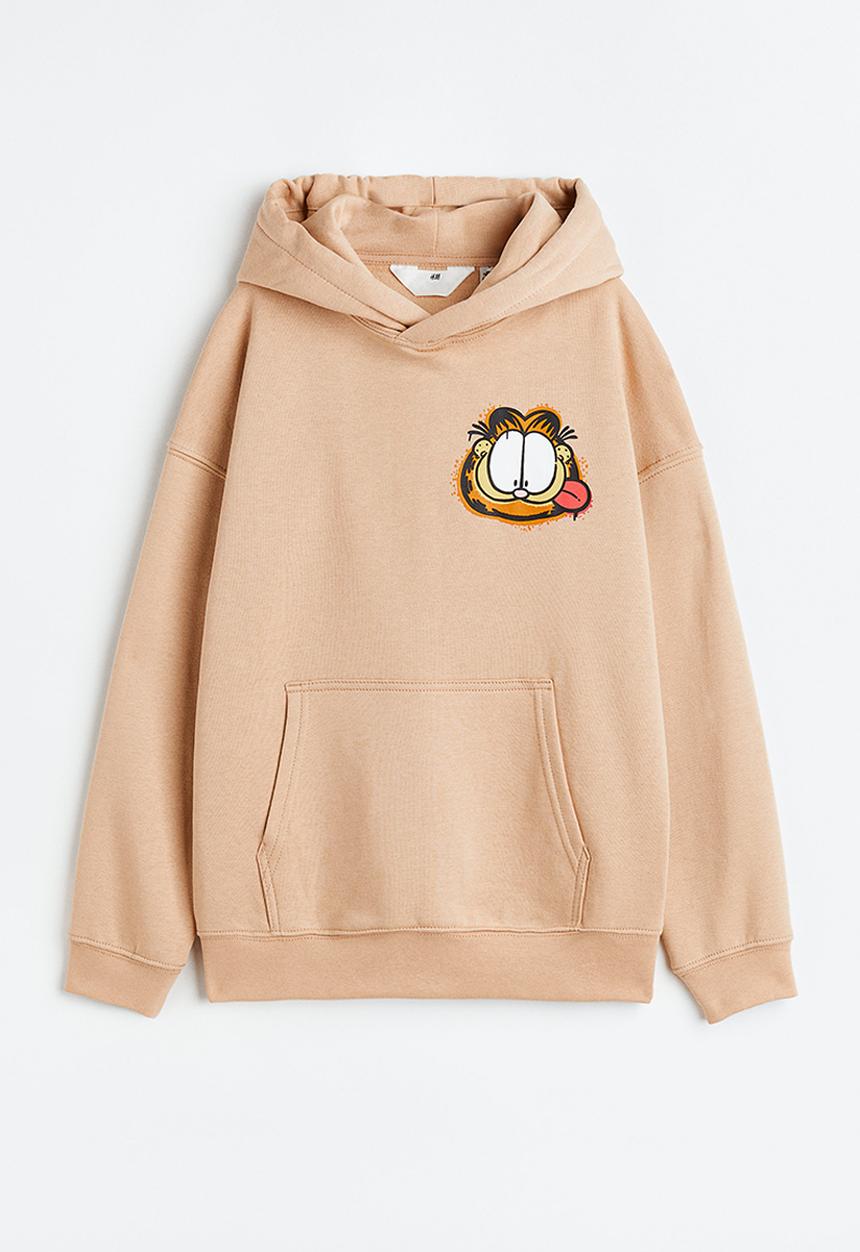 H&M - Oversized printed hoodie - beige/garfield