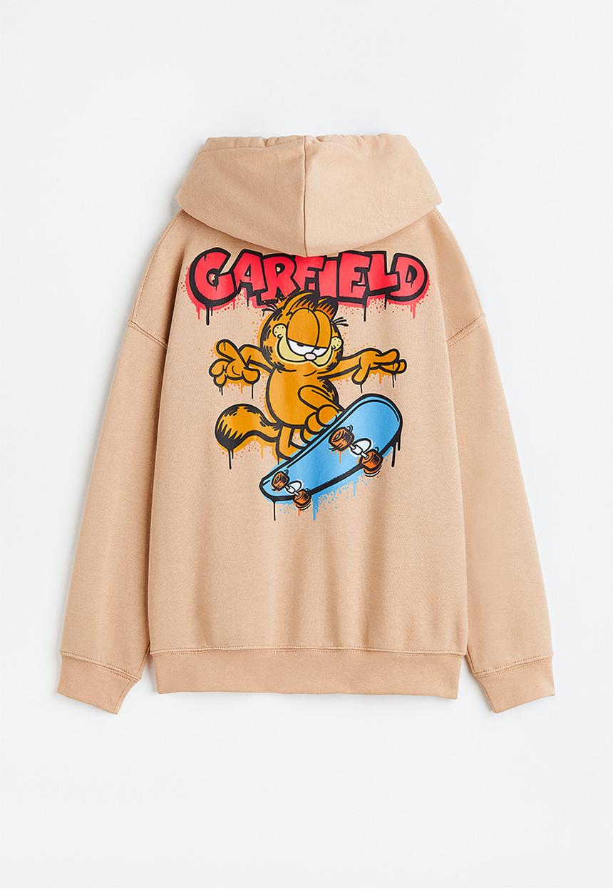 H&M - Oversized printed hoodie - beige/garfield