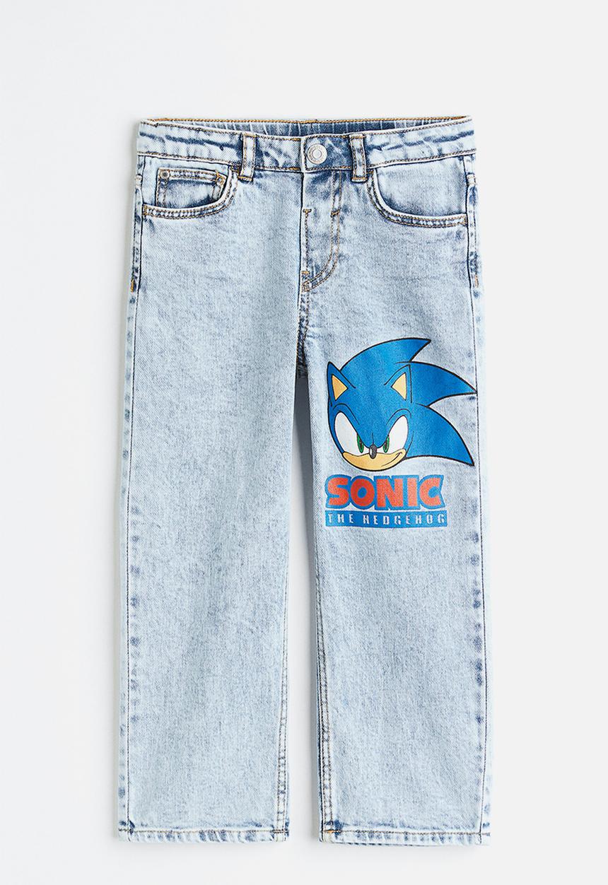 H&M - Loose fit jeans - light blue/sonic the hedgehog 