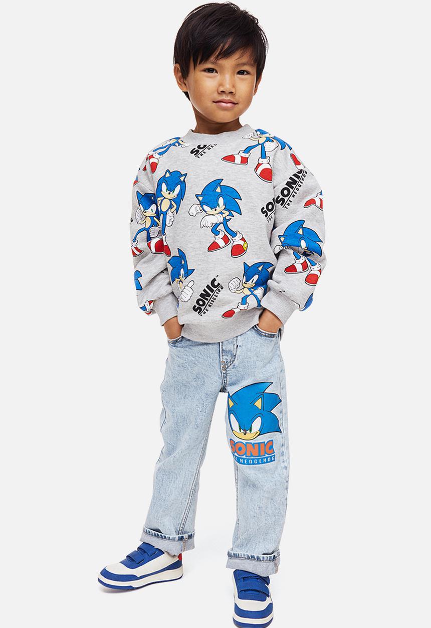 H&M - Loose fit jeans - light blue/sonic the hedgehog 
