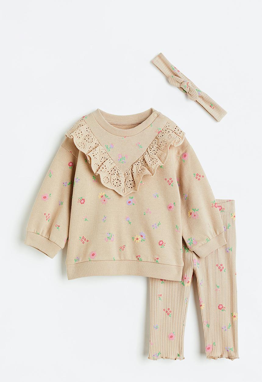 H&M - 3-Piece set - light beige/floral