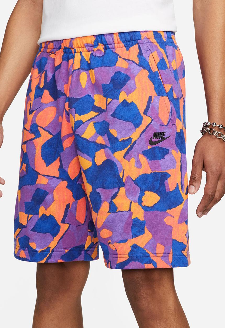 Nike - M nk club+ ft short aop - vivid purple/deep royal blue/black