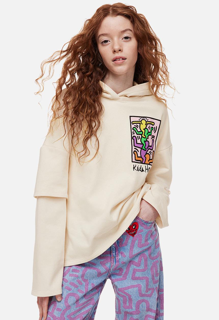 H&M - Keith Haring x H&M: Printed hoodie - cream/keith haring 