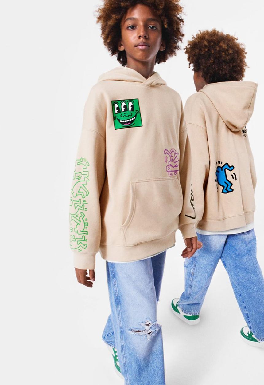 H&M - Keith Haring x H&M: Oversized printed hoodie - beige